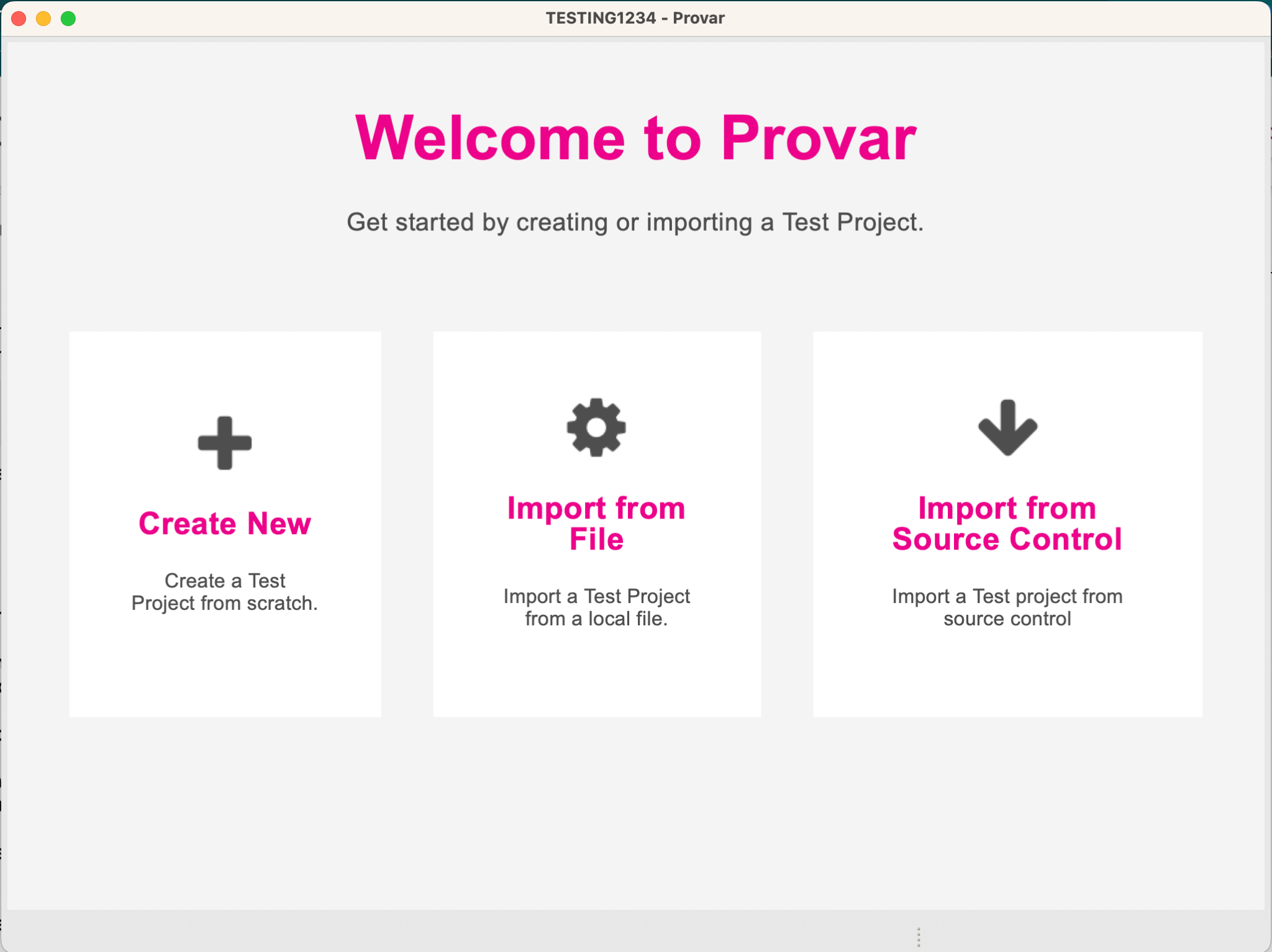 Creating and Importing Projects | Provar Documentation