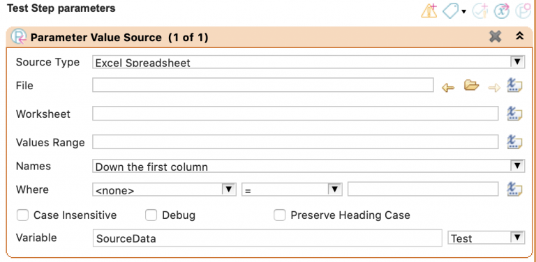 Setting up test parameter to read data Excel