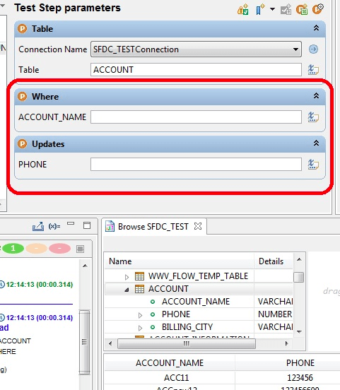 sample of test step parameters