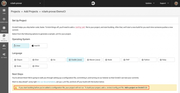 image on how to Select VCS Repository Type