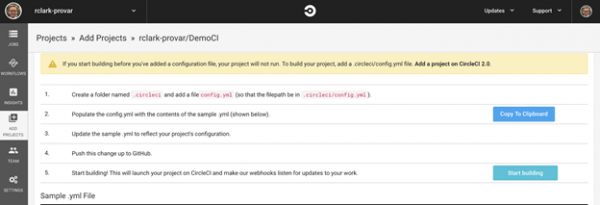 screenshot of configuring VCS Repository Type in CircleCI