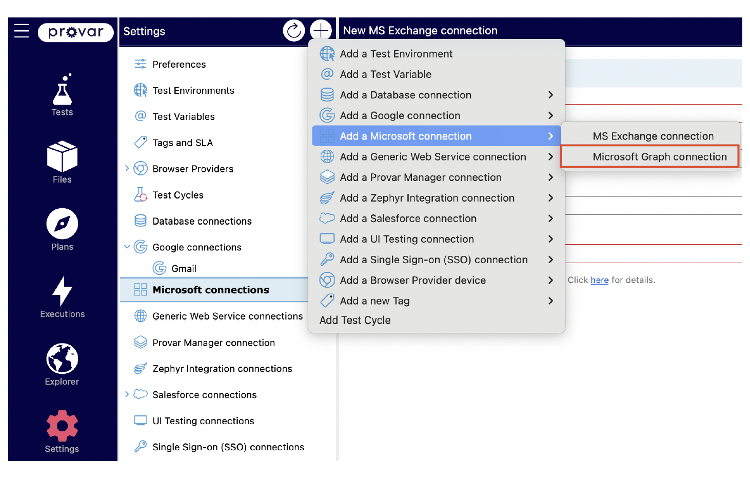 Automation V3: Create a Connection for Office 365 GCC High | Provar ...