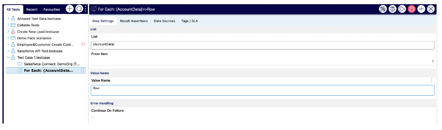 Automation V3: For Each Test Step | Provar Documentation