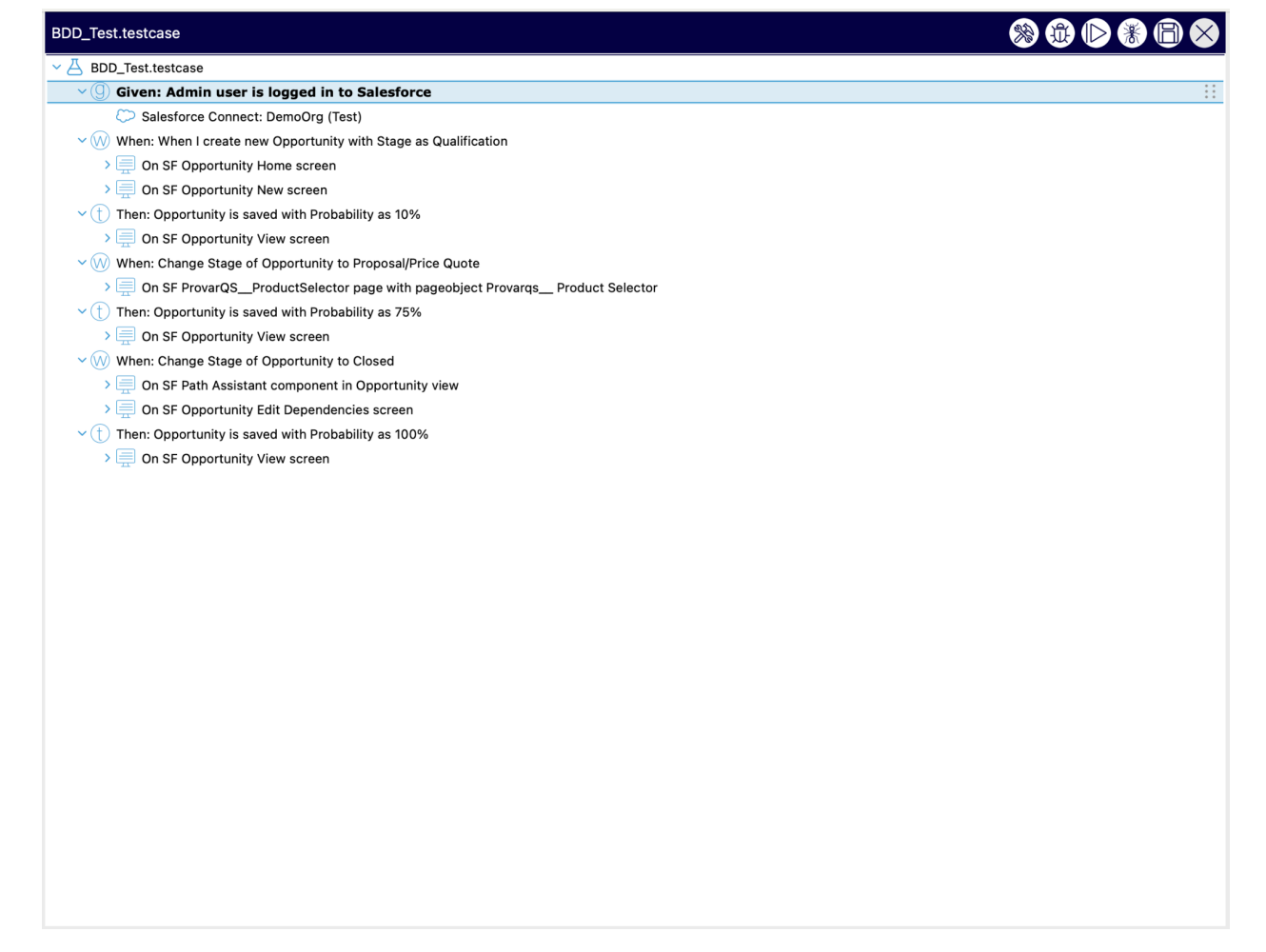 Automation V3: Behavior-Driven Development | Provar Documentation