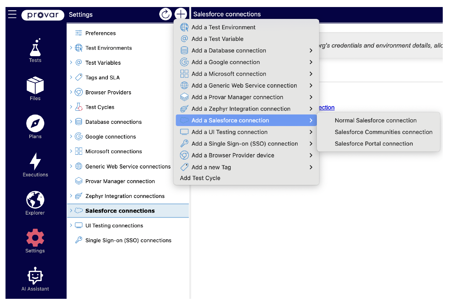 Automation V3: Adding a Salesforce Connection | Provar Documentation